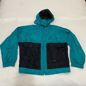 VINTAGE 10X Gore-Tex Men's Size L 90s Blue Black Rainwear USA Made Jacket Coat